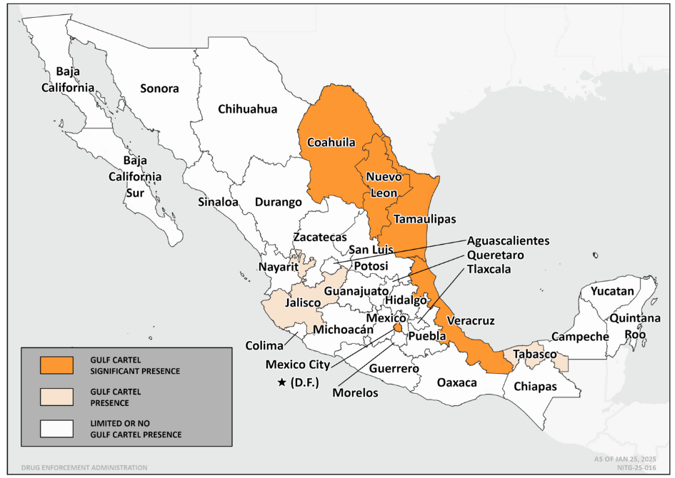 Gulf Cartel Dominant Areas of Operation