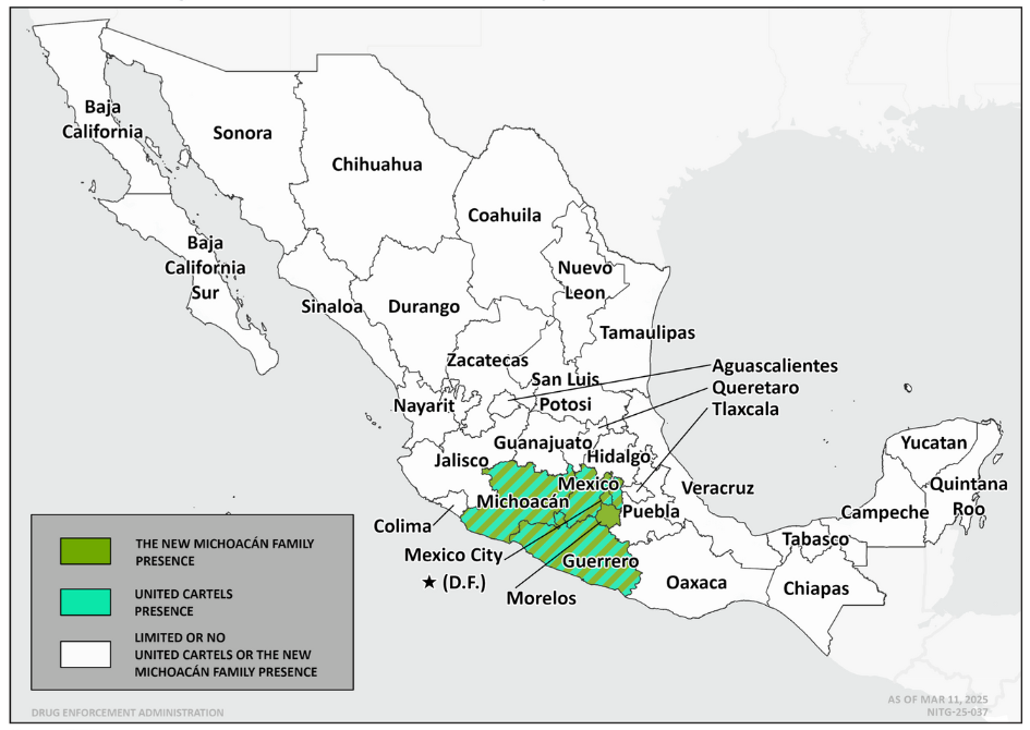 The New Michoacán Family Dominant Areas of Operation