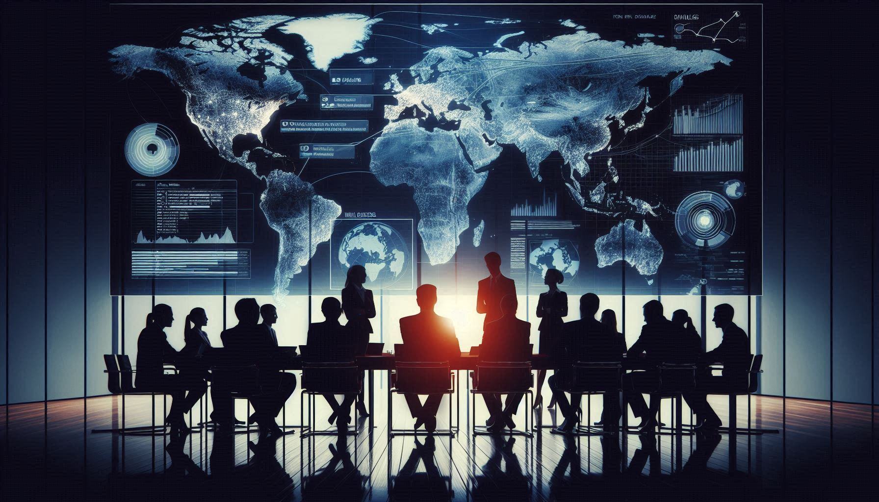 Executives planning global risk compliance